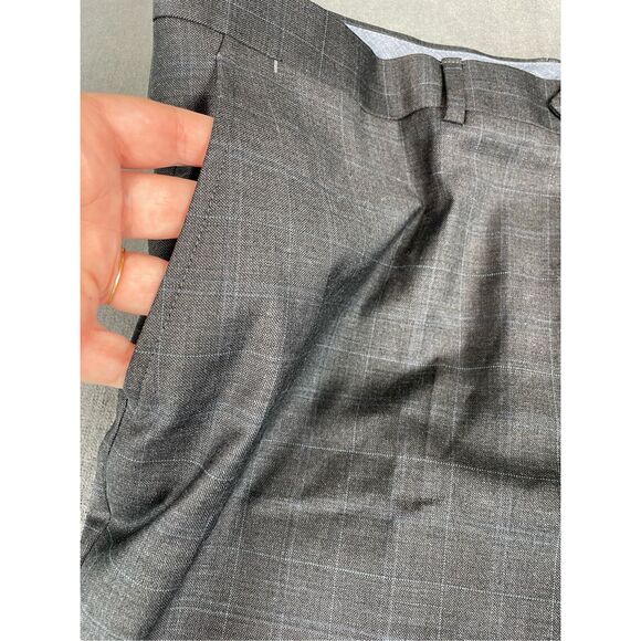 Tommy Hilfiger Dress Pants Men Gray 44 Unhemmed Windowpane Plaid Tailored Fit - Picture 5 of 9